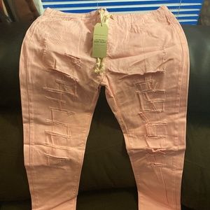 Peach skinny joggers
